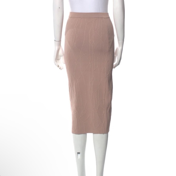 Jonathan Simkhai Blush Pink Stretch Knit Intarsia Textured Bodycon Midi Skirt XS - Picture 5 of 16